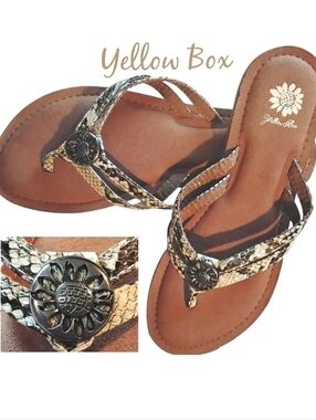 Yellow Box Sandals Size 7.5  NWOT Reptile Print Comfortable